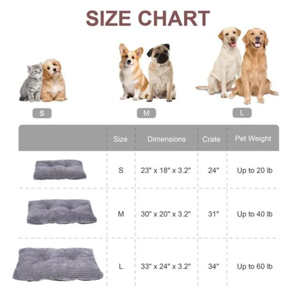 Large Dog Bed 33x24 inch Plush Soft Dog Cage Bed Washable Dog Mat with Non-Slip - Picture 2 of 7